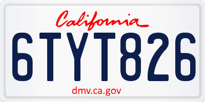 CA license plate 6TYT826