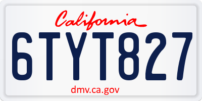 CA license plate 6TYT827