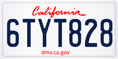 CA license plate 6TYT828