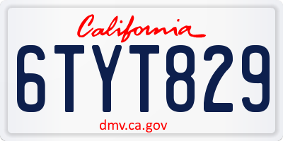 CA license plate 6TYT829