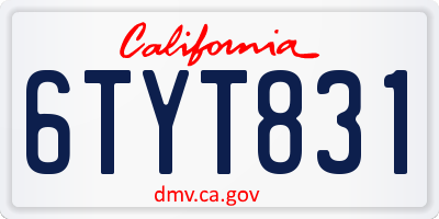 CA license plate 6TYT831