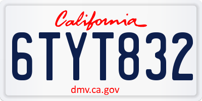 CA license plate 6TYT832