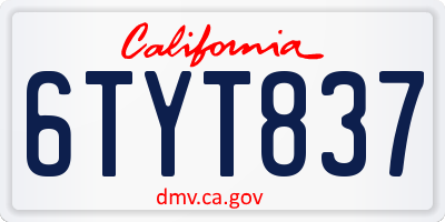 CA license plate 6TYT837