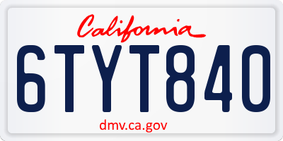 CA license plate 6TYT840