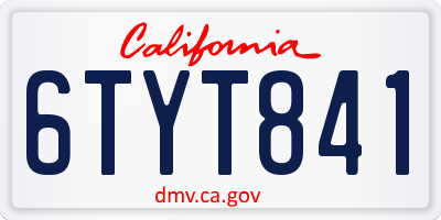 CA license plate 6TYT841