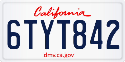 CA license plate 6TYT842