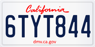 CA license plate 6TYT844