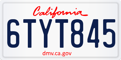 CA license plate 6TYT845
