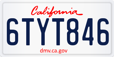 CA license plate 6TYT846