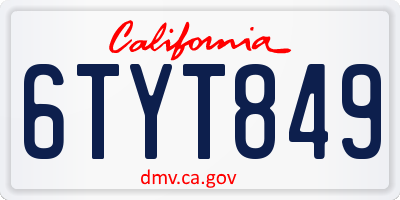CA license plate 6TYT849