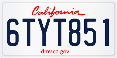 CA license plate 6TYT851