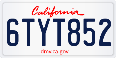 CA license plate 6TYT852