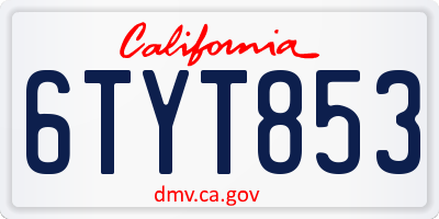 CA license plate 6TYT853