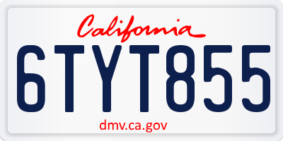 CA license plate 6TYT855
