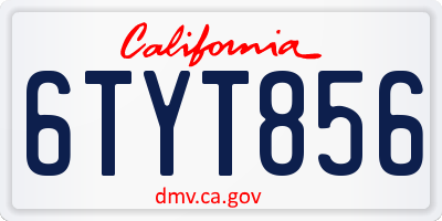 CA license plate 6TYT856