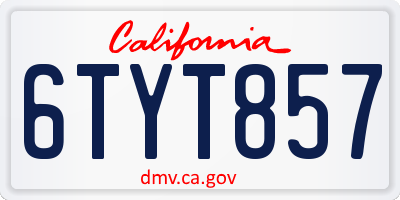 CA license plate 6TYT857