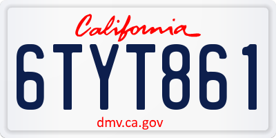 CA license plate 6TYT861
