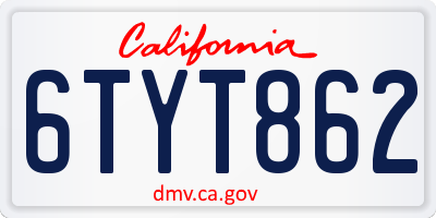 CA license plate 6TYT862