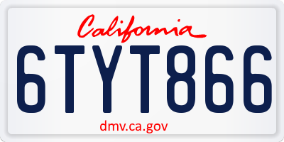 CA license plate 6TYT866