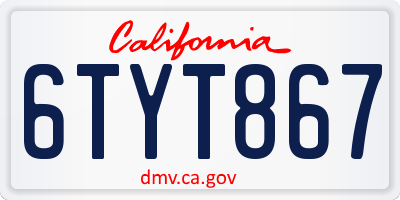 CA license plate 6TYT867