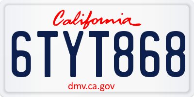 CA license plate 6TYT868