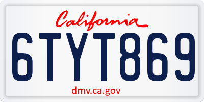 CA license plate 6TYT869