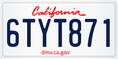 CA license plate 6TYT871