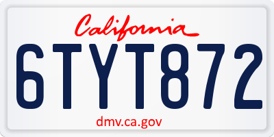 CA license plate 6TYT872