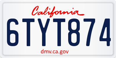 CA license plate 6TYT874