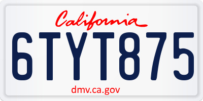 CA license plate 6TYT875