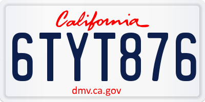 CA license plate 6TYT876