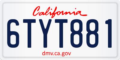 CA license plate 6TYT881