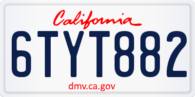 CA license plate 6TYT882