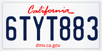 CA license plate 6TYT883