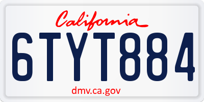 CA license plate 6TYT884