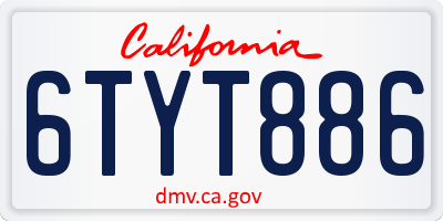 CA license plate 6TYT886