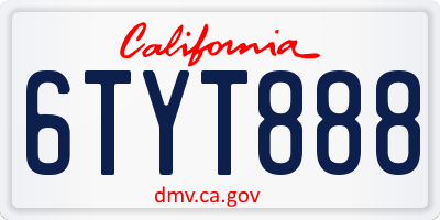 CA license plate 6TYT888