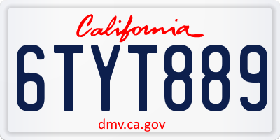 CA license plate 6TYT889
