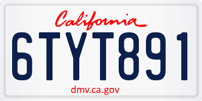 CA license plate 6TYT891