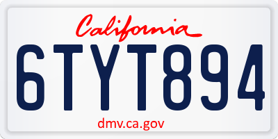 CA license plate 6TYT894