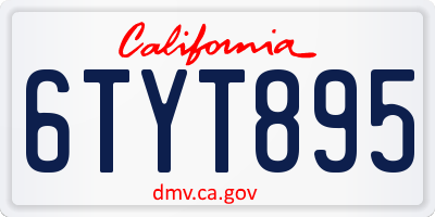 CA license plate 6TYT895