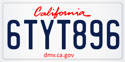 CA license plate 6TYT896