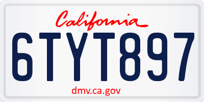 CA license plate 6TYT897