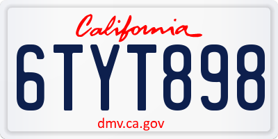 CA license plate 6TYT898