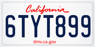 CA license plate 6TYT899