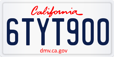 CA license plate 6TYT900