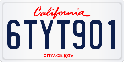 CA license plate 6TYT901