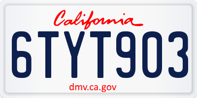 CA license plate 6TYT903