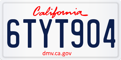 CA license plate 6TYT904