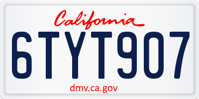 CA license plate 6TYT907